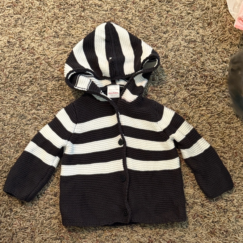 Hannah Anderson Striped Hooded Cardigan
